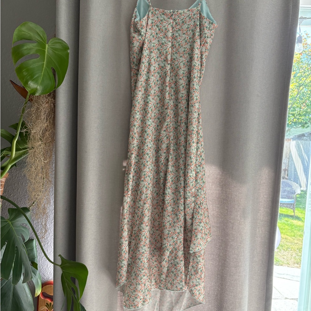 Altar'd State Floral High Low Dress - Pink and Green